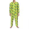 Pijama de sereias colocou o outono escorregadio quando molhado kawaii home sleepwear homens duas peças retrô de tamanho gráfico de roupas de noite u907#