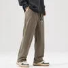 mingyu-heren zachte corduroy casual broek, losse rechte trekkoord, elastische taille, Korea blauwe broek, merkkleding M-4XL I2Mb #