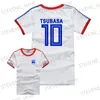 Herrt-shirts anime kapten tsubasa cosplay tsubasa ozora nankatsu kort slve fotbollsskjorta för högkvalitativa kvinnor män hög kvalitet T240325