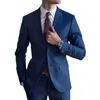 Men's Suits Blazer Notch Lapel Single Breasted Regular Length Blue Skinny 2 Piece Formal Outfits Slim Fit Custom Costume Homme