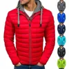 Winter heren cott gewatteerde jas met capuchon dubbele rits nep twee cott kleding m T2DK#