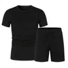 Männer Trainingsanzüge Kurzarm T-shirt Taschen Shorts Set Sommer Casual Outfit O-ansatz Elastische Kordelzug Taille