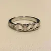 Designer Ring Clover New Retro Ja Full Diamond Letter Fashion Trendy Hollow Out Women's Ring Brass Material Par Ring