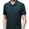 サマーメンズロップアップホローショートスリーフポロティーシャツアイスシルク通気性ビジネスファッションTシャツ男性ブランド服240320