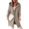 Carriers Dropshipping Solid Color Long Sleeve Women Cardigan Autumn Winter Two Buttons Hooded Sweater Coat Outerwear