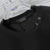 CROIX Rätt hög version 24s Ny Cross Neck-bröstkorgens metalldekoration Kort ärm T-shirt unisex