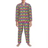 ne Retro Mod Pigiama Uomo Mid-Century Modern Kawaii Night Sleepwear Autunno 2 Pezzi Casual Oversize Pigiama personalizzato Set 211U #