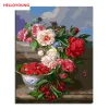 Liczba kwiatów pączków DIY ręcznie malowany obraz olejny obraz cyfrowy według liczb obrazy olejne