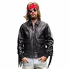 Stage Punk Show Mens Glands Cowhide Véritable Veste en cuir Slim Fit Coupe-vent Aviator Manteau Moto Vestes en cuir naturel X9os #