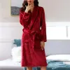 Homens Robe Fleece Engrossar Roupão de Flanela Veet Outono Coral Pijamas Vestido Casal Noite de Inverno Quente Plus v2Wv #