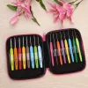 Knitting 16pcs Multi Colour Crochet Hook Yarn Alu Knitting Needles Set Kit with Box Hand Sewing Tools