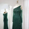 Axel One Sharon sa Emerald Green Mermaid aftonklänningar med overskirt långärmad Dubai Wedding Party Dress SS413