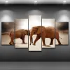 5 Piece Modern Animals Posters and Prints Wall Art Canvas Painting African Elephant Herd Pictures for Living Room Cuadros Decor