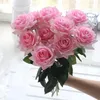 15pc Real Touch Ramo di rosa Lattice Bouquet artificiale Decor Home Wedding Party San Valentino Regalo di compleanno Fiori finti 240320