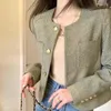 Kvinnorjackor 2024 Spring Autumn Suit Single Breasted Small Fragrance Green Jacka Lady Blazer All-Match Casual Coat Tops
