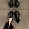 Elbise Ayakkabı Kalın Solmuş Loafers Kadınlar 2024 İngiliz Tarzı Siyah Slip-On Çok yönlü yükselen su geçirmez kadınlar için gündelik