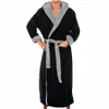 mens Bathrobe Man Winter Warm Casual Flannel Robe Sleepwear Lg Sleeve Plush Shawl Male Bath Robe Lounge Nightgown Home Clothes V56i#