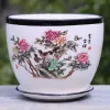 Films China Jingdezhen Ceramic Flower Pot Vintage Ink Painting Desktop Decorative Vase Indoor Greenery Landscape Breathable Flower Pot