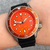 Tandorio Orologio in titanio per uomo Arancione SKX 3.8 Diver Orologi meccanici 20bar Impermeabile Lusso Genuino NH35 Orologio sportivo Rejor