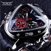 Jaragar Sport Racing Design Geometric Triangle Design äkta läderband Mens Watches Top Brand Luxury Automatic Wrist Watch302m