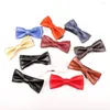 Bow Ties Colors Pu Leather Men Patchwork slips Kvinnliga slips Röd guld silver fjäril vuxen cravate homme bröllopsfest för