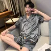 Hommes Pyjamas confortables surdimensionnés 4XL 5XL 90kg manches courtes Casual Home Wear Summer Silk Boy Pyjama Set Loisirs Vêtements de nuit Set N5tj #