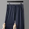 Marque d'été Pantalon mince Qualité Busin Casual Tissu Slim Droit Léger Haute élasticité Bureau Cool Ice Pantalon r24U #