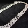 Solid Sier Gra Moissanite 15mm VVS Diamond Iced Out Hip Link Chain Baguette Cut Pass Tester Kubansk halsband