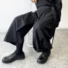elastico in vita cravatta culottes uomo harajuku streetwear tendenza fi allentato casual nero gamba larga pantaloni kimo gonna donna pantaloni F4VX #