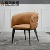 Decorative Figurines Light Luxury Leather Dining Chair Solid Wood Table And Modern Simple Home Armchair