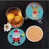Stitch 6pcs/set diamantmålning Coaster med Rack Cartoon Animal Cute Cat Rhinestones Brodery Coaster Table Placemat Home Decor