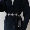 Femmes Fashion Metal Chain Belt Gold Silver étroit étroite Fringes Sun Pendant Hip High Taist Chain Female Robe Female Jeans