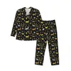 Pferderennen Derby Tag Nachtwäsche Herbst Schwarz Gold Kunst Lässig Lose Übergroße Pyjama Sets Männer Lg Sleeve Nette Hause Hause Anzug q484 #