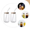 Wine Glasses 2 Pcs Straw Glass Cups Of Coffee With And Lid Concentrate Containers Espresso Can Accessories Cold