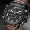 Naviforce Mens Watches to Luxury Brand Men Leather Sports Watches Men's Quartz Led Digital Clock Waterproof Military Pols WA297A