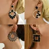 Dangle Earrings Elegant Black Crystal Chandelier For Women Luxury Designer Square Geometric Drop Ear Rings 2024 Trend Vintage Jewelry