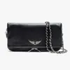 Zadig Bag Wings Hot Diamond Womens Bag Chain Single Shoulder Crossbody Bag Handhållen Bag Letter Kuvertläder