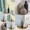 Vase Ceramic Modern Farmhouse Vase Neutral Small for Table Living Room ShelfBookshelf Drop Derviric