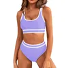Kadın Mayo Bölünmüş Seksi Bikini Moda Yüksek Bel Sütyen Yastıklı Çelik Mayo Plaj Giyim Yüzme Takım