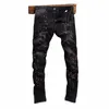 High Street Fi Männer Jeans Retro Schwarz Grau Stretch Skinny Fit Zerrissene Jeans Männer Gemalt Designer Hip Hop Denim Bleistift Hosen r6O9 #