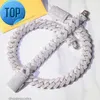 Maßgeschneiderte schwere kubanische Kette aus Sterlingsilber mit 4 Reihen VVS-Moissanit-Diamant-Kettenglied für Herren-Hip-Hop-Halskette