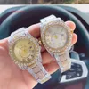 часы Iced Out Мужские часы Высококачественные роскошные часы Дизайнерские блестящие часы с бриллиантами Муассанит Хип-хоп Кварцевые часы из нержавеющей стали Золотые часы Iced Out