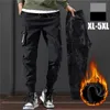 2024 Winter Plüsch Warme Military Cargo Hosen Jogginghose Männer Elastizität Kordelzug Multi Taschen Böden Casual Jogger Hosen j1RU #