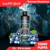 Partihandel Vape Happ Bar 12000 E Cigarett Puffs 18 Vapes engångsvapet Deschable 20 ml Förfyllda enheter 650mAh Batteri 0% 3% 5% Elektronisk cigarettvaper