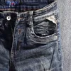 italian Vintage Fi Men Jeans Retro Black Blue Stretch Slim Ripped Jeans Men Embroidery Patched Designer Casual Denim Pants p8Ik#