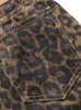 Leopard hög midja jeans breda ben baggy byxor streetwear byxor y2k mode mångsidig lös denim byxor mamma jeans 240320