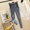 Plus storlek hög midja sexig mager blyerts jeans för kvinnliga jeans leggings denim byxor smala kvinnliga byxor 240320