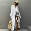 Frauen Strand Tragen Cover Up Strickjacke Robe De Plage 5 Farben Solide Bikini Coverups Lange Kimono Sexy Gürtel Sommer Wrap kleid 240318