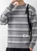 Men's Sweaters 2024 Spring Autumn Casual Knitted Sweater O-Neck Striped Slim Fit Mens Knitwear Pullover Men M-3XL A03