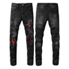 Mode heren gescheurd noodlijdende print borduurgaal jeans mode denim broek #871 870 881 808 817i,